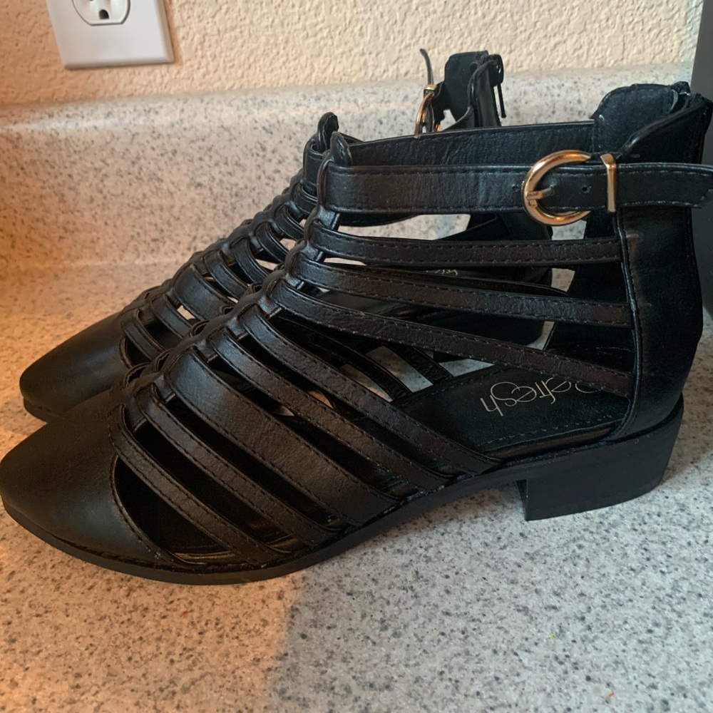 Black Open Boot Sandal